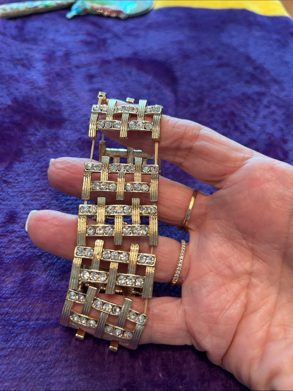 Gold-Tone Crystal Woven Bracelet
